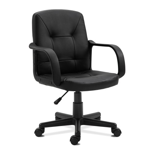 Pipa Medium Back Leather Faced Executive Armchair with Decorative Stitching Detail - Black product image 1