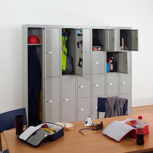 Bisley lockers with 1 door 457mm deep - grey with blue doors product image 1