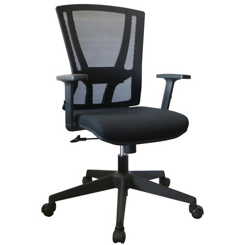 Holmfirth High Back Mesh Operator Chair With Height Adjustable Arms – Sliding Lumbar and Tilt Lock- Black product image 1