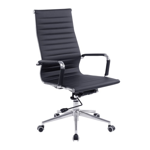 Kilkee Contemporary Bonded Leather Executive Armchair with Chrome Base product image 1