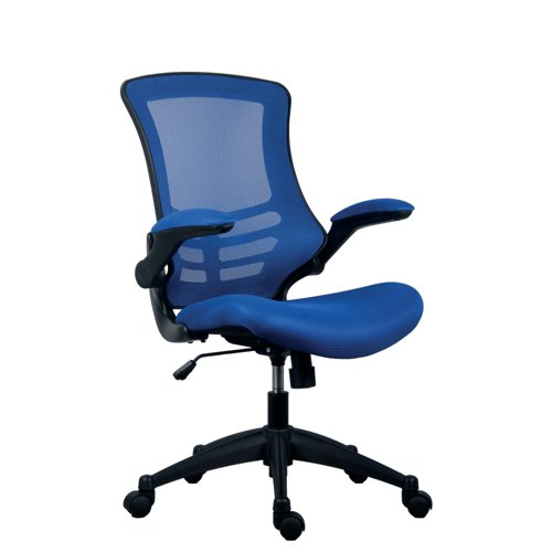 Jemini Jaya Mesh Back Chair with Folding Arms 680x670x1070mm Blue KF77785 product image 1